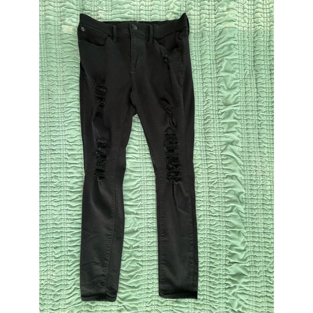 Express Black Distressed Skinny Jeans-6